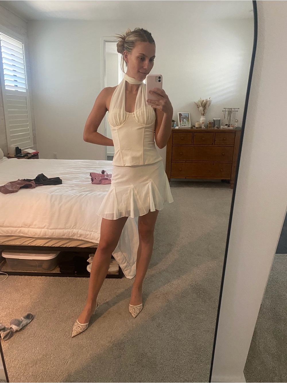 White Fox Boutique Cream Match Maker Mini Skirt - S